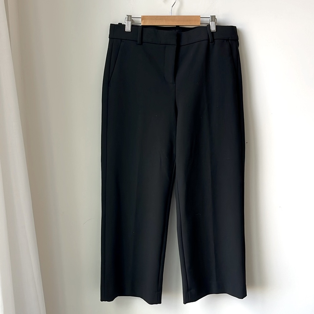 J. Crew 365 High Rise Peyton Wide Leg Pant in Black Four Season Stretch Size 10